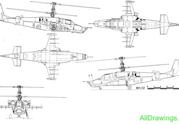 Kamov Ka-50 Black Shark drawings (figures) of the aircraft